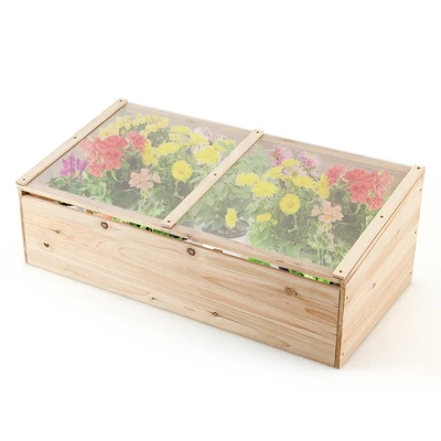 Costway Wooden Cold Frame Greenhouse Flower Planter Raised Plants Bed Protection - Image 9