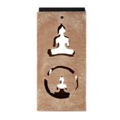 Techko Maid LED Solar 10.8" Portable Buddha Cut Out Decorative Outdoor Lantern Clear