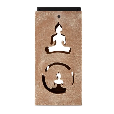 Techko Maid LED Solar 10.8" Portable Buddha Cut Out Decorative Outdoor Lantern Clear