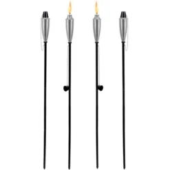 BirdRock Home 4-Pack Outdoor Garden Torches - Satin Silver