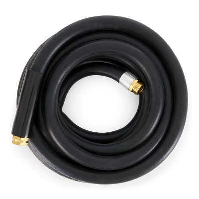 Apache 98108802 25 Foot Industrial Rubber Garden Water Hose With Heavy Duty MGHT X FGHT Brass Fittings And 1 Bend Restrictor, Black