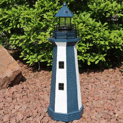 Sunnydaze Decor Sunnydaze Outdoor Backyard Garden Nautical Lighthouse Solar LED Pathlight Statue Figurine - 36"