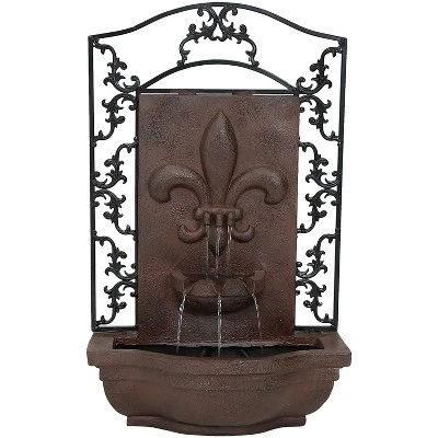 Sunnydaze Decor Sunnydaze 33"H Solar-Powered Polystone French Lily Design Outdoor Wall-Mount Water Fountain - Image 7