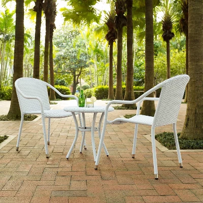 Palm Harbor 3pc Outdoor Wicker Seating Set - White - Crosley