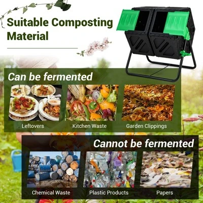 Costway Dual Chamber Compost Tumbler Outdoor Rotating Chamber Compost Bin 34.5 Gallon - Image 7