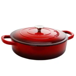Crock-Pot Crock Pot Artisan Enameled Cast Iron 5 Quart Round Braiser Pan With Self Basting Lid In Scarlet Red