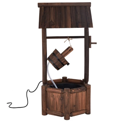 Costway Garden Rustic Wishing Well Water Fountain Wooden Outdoor Electric Backyard Pump - Image 6