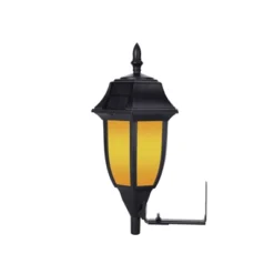Solar Wall/Pillar Outdoor Lantern With Integrated LED Bulb Black - Techko Maid