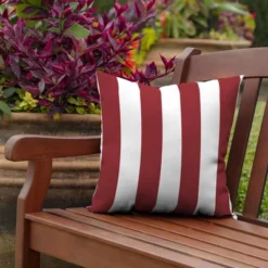 Arden Selections 16" X 16" Outdoor Decorative Throw Pillow Cabana Stripe Ruby