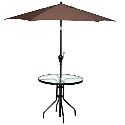 Costway 32''Outdoor Patio Round Table Tempered Glass Top - Image 5