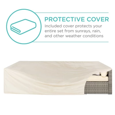 Best Choice Products 7-Piece Modular Outdoor Conversational Furniture Set, Wicker Sectional Sofas W/ Cover - Image 3