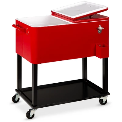 Best Choice Products 80qt Steel Rolling Cooler Cart W/ Bottle Opener, Catch Tray, Drain Plug, Locking Wheels - Image 7