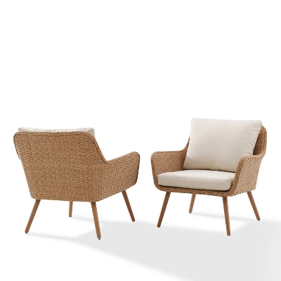 Landon 2pc Outdoor Wicker Chair Set - Beige - Crosley - Image 2