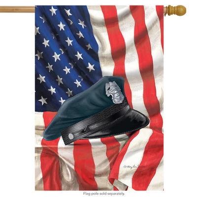 Briarwood Lane Police Hat House Flag Badge Blue Line Emergency Services Patriotic 28" X 40"