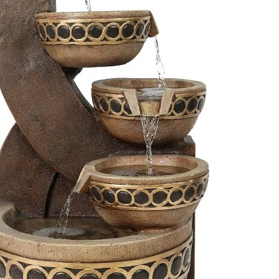 LuxenHome Brown Resin Cascading Pitchers Outdoor Fountain - Image 7