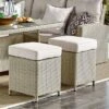 2pk All-Weather Wicker Canaan Outdoor Square Stools With Cushions Brown - Alaterre Furniture