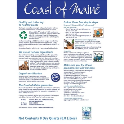 Coast Of Maine OMRI Listed Wiscasset Blend Earthworm Castings Compost Plant Potting Soil Blend For Container Gardens And Flower Pots, 8 Quart Bag - Image 3