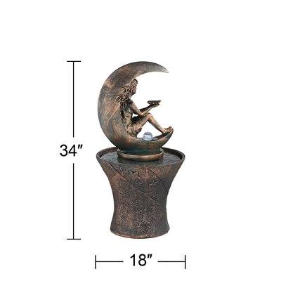 John Timberland Crescent Moon Modern Bubbler Outdoor Floor Water Fountain With LED Light 34" For Yard Garden Patio Home Deck Porch Exterior Balcony - Image 8