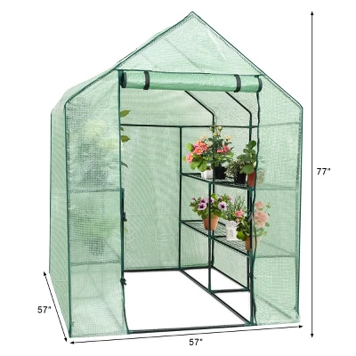 Costway Portable Mini Walk In Outdoor 2 Tier 8 Shelves Greenhouse