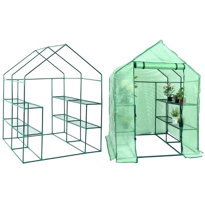 Costway Portable Mini Walk In Outdoor 2 Tier 8 Shelves Greenhouse - Image 8