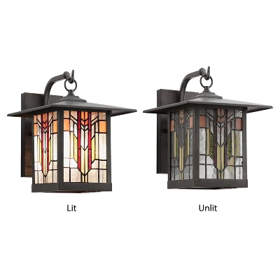 11.75" 1-Light Prairie Craftsman Outdoor Wall Lantern Sconce Oil Rubbed Bronze - River Of Goods - Image 4