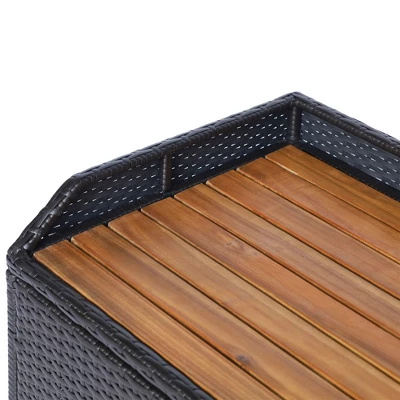 Outsunny Outdoor Storage Bench Wicker Deck Boxes With Wooden Seat, Gas Spring, Rattan Container Bin With Lip, Ideal For Storing Tools, Accessories And Toys - Image 5