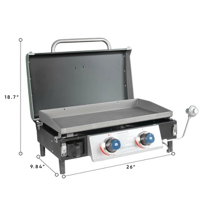 Razor Griddle GGT2131M 25 Inch Outdoor 2 Burner Portable LP Propane Gas Grill Griddle, 318 Sq In And Top Cover Lid For BBQ Cooking, Black (Steel) - Image 2