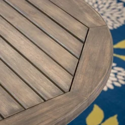 Stamford Round Acacia Wood Bistro Table With X Legs - Gray - Christopher Knight Home