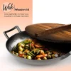 NutriChef Pre Seasoned Nonstick Cooking Wok Cast Iron Kitchen Stir Fry Pan With Wooden Lid For Gas, Electric, Ceramic, & Induction Countertops, Black