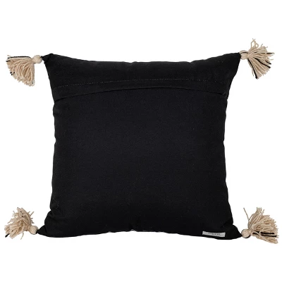 18X18 Inch Hand Woven Southwest Geo Outdoor Pillow Black Polyester With Polyester Fill By Foreside Home & Garden - Image 3
