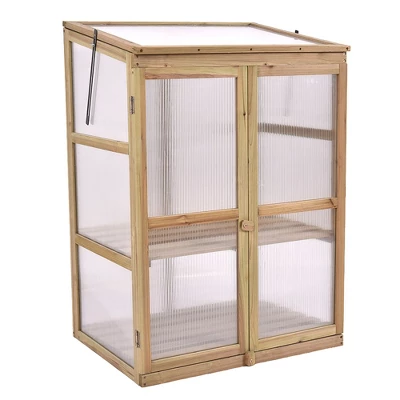 Costway Garden Portable Wooden GreenHouse Cold Frame Raised Plants Shelves Protection - Image 6