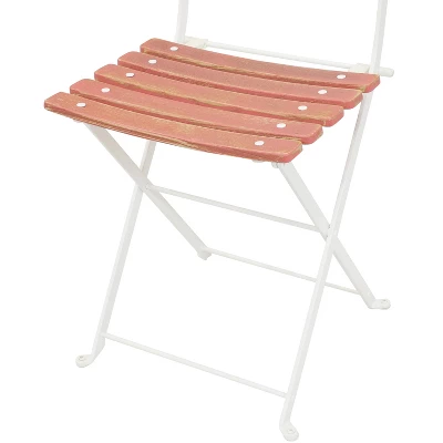 Sunnydaze Decor Sunnydaze Indoor/Outdoor Patio Or Dining Classic Cafe Chestnut Wooden Folding Bistro Chair - Antique Pink - 4pk - Image 4