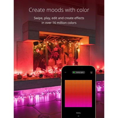 Twinkly Cluster App-Controlled LED Christmas Lights 400 RGB (16 Million Colors) 19.7 Feet Green Wire Indoor/Outdoor Smart Lighting Decoration (2 Pack)