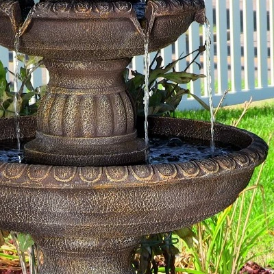Sunnydaze Decor Sunnydaze 49"H Electric Fiberglass And Resin 4-Tier Mediterranean Outdoor Water Fountain - Image 8