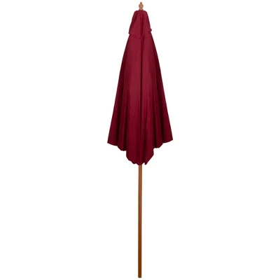 Northlight 8.5ft Outdoor Patio Market Umbrella With Wooden Pole, Burgundy - Image 3