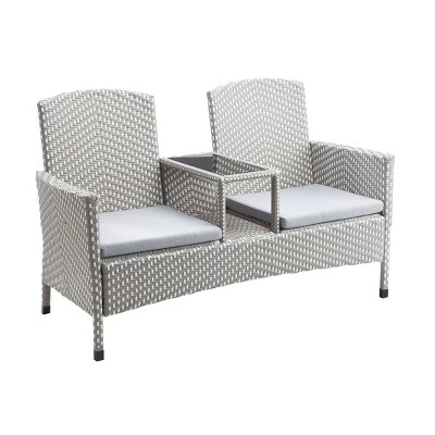 2pc Maksville Aluminum Patio Loveseat & Storage Bench - MiBasics - Image 14
