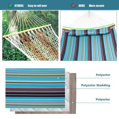 Costway Hammock Chair With Stand Heavy Duty Portable Carrying Bag Cushion Pillow RedBlue - Image 7