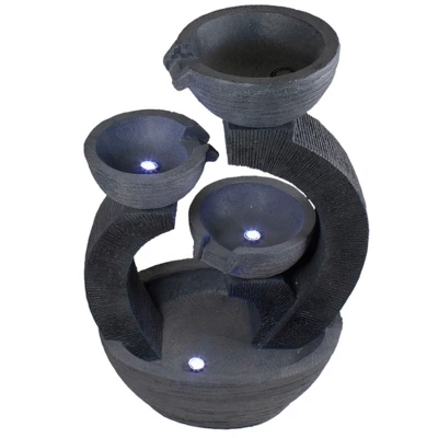 Northlight 31.5" Black Lighted Three-tier Outdoor Garden Water Fountain - Image 4