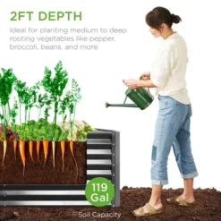 Best Choice Products 4x2x2ft Outdoor Metal Raised Garden Bed, Planter Box For Vegetables, Flowers, Herbs