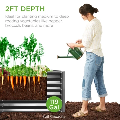 Best Choice Products 4x2x2ft Outdoor Metal Raised Garden Bed, Planter Box For Vegetables, Flowers, Herbs