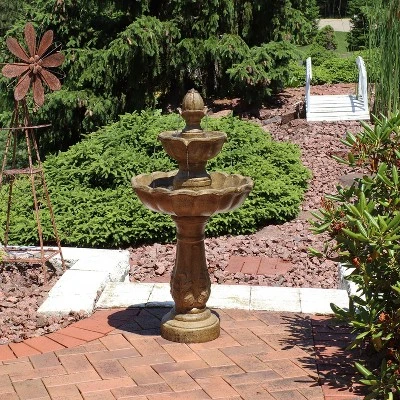 Sunnydaze Decor Sunnydaze 38"H Electric Resin 2-Tier Blooming Flower Outdoor Water Feature - Image 5