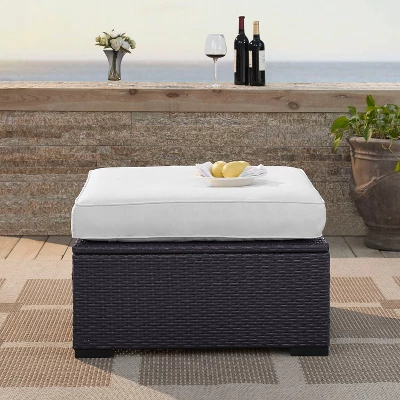Biscayne Outdoor Wicker Ottoman - White - Crosley - Image 2