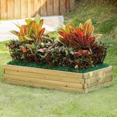 LuxenHome Natural Wood 3.8ft X 2ft Raised Garden Bed