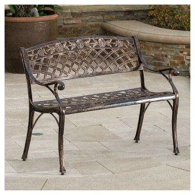 Hamilton Cast Aluminum Patio Bench- Copper - Christopher Knight Home - Image 3