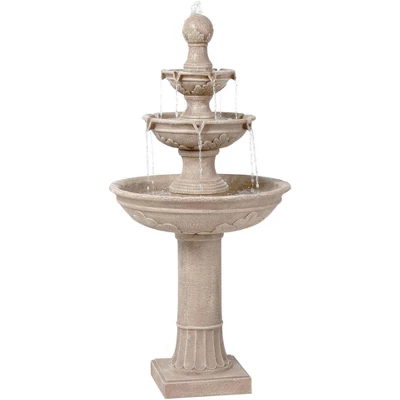 John Timberland Stafford Rustic 3 Tier Cascading Bubbler Outdoor Floor Water Fountain 48" For Yard Garden Patio Home Deck Porch House Exterior Balcony - Image 6