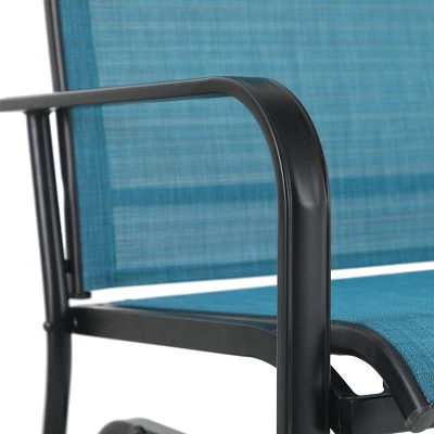 2-Seat Patio Glider With Steel Frame - Blue - Captiva Designs - Image 5