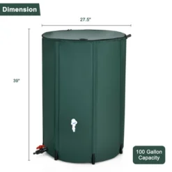 Costway 100 Gallon Portable Rain Barrel Water Collector Collapsible Tank W/Spigot Filter