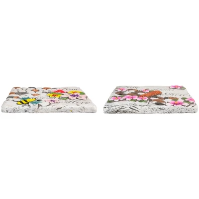 Northlight Set Of 2 'Love Blooms Here' Floral Outdoor Garden Stones 7" - Image 3