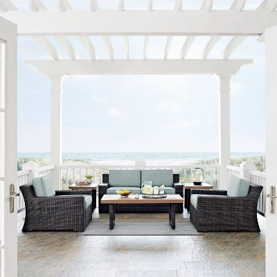 Beaufort 6pc Outdoor Wicker Conversation Set - Mist - Crosley