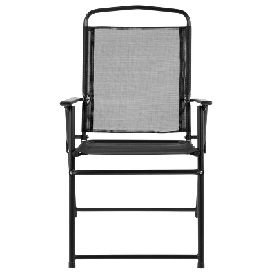 Flash Furniture Nantucket 6 Piece Patio Garden Set With Table, Umbrella And 4 Folding Chairs - Image 4